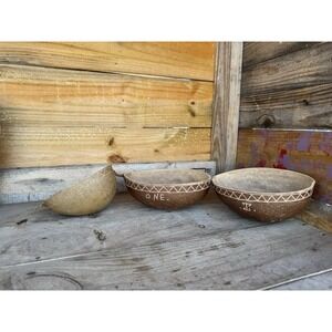 Vintage Jamaican‎ Blessing Bowls Handmade Jamaican Decor Coconut Decor
